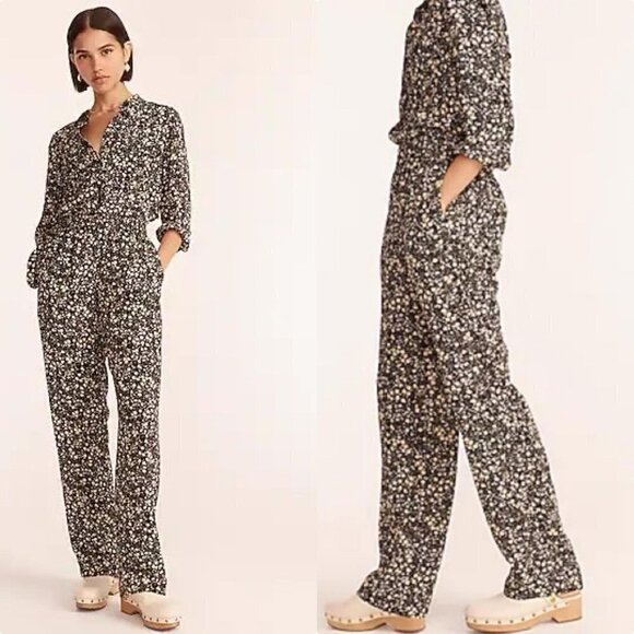 J. Crew Pull-On Wide-Leg Silk Pant in Fall Garden Floral Size Small - Picture 1 of 10